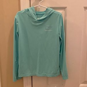 Vineyard Vines Teal polyester/spandex top with hood size XS.